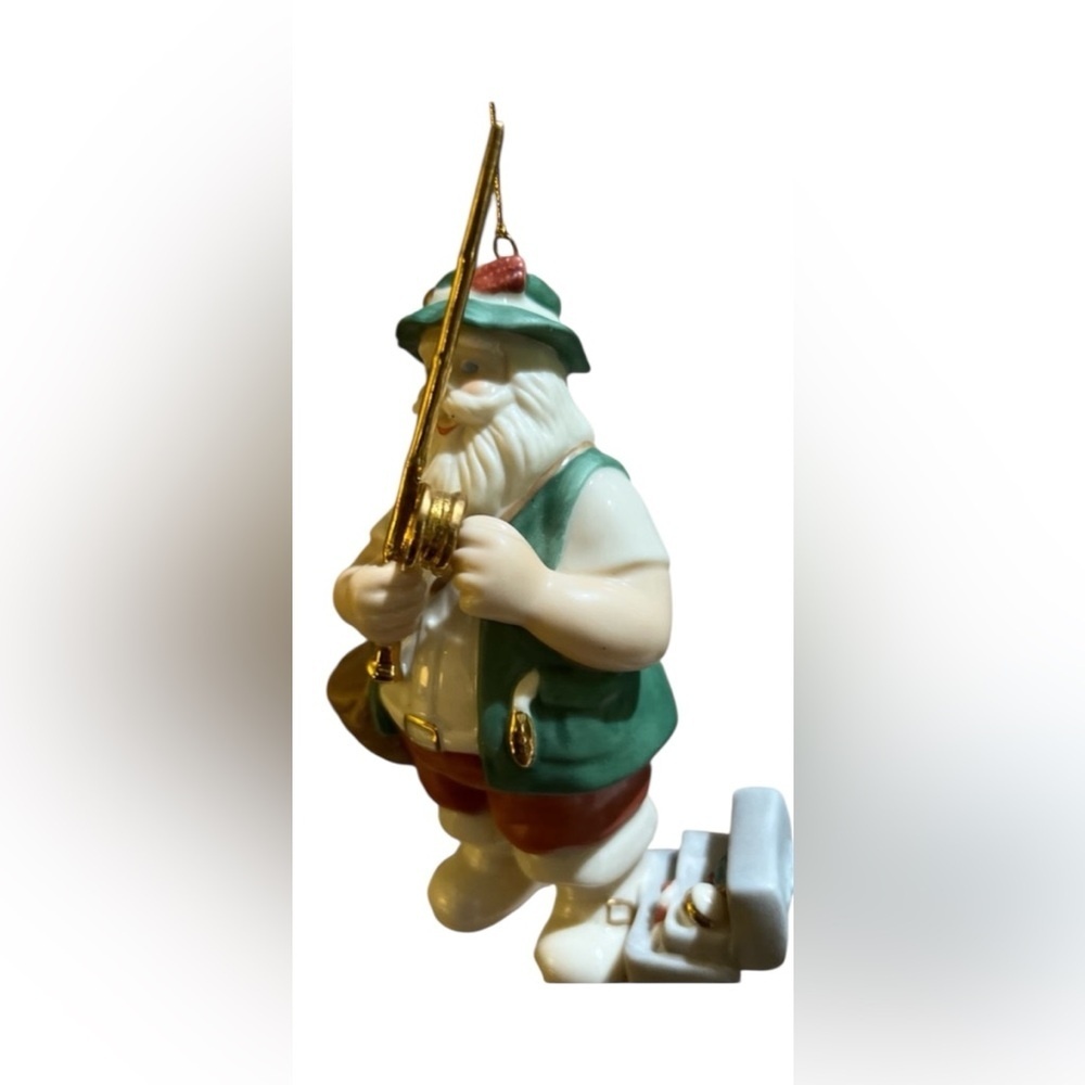 New Lenox Santa's Pastimes Christmas Ornament 5.5" Santa Fisherman